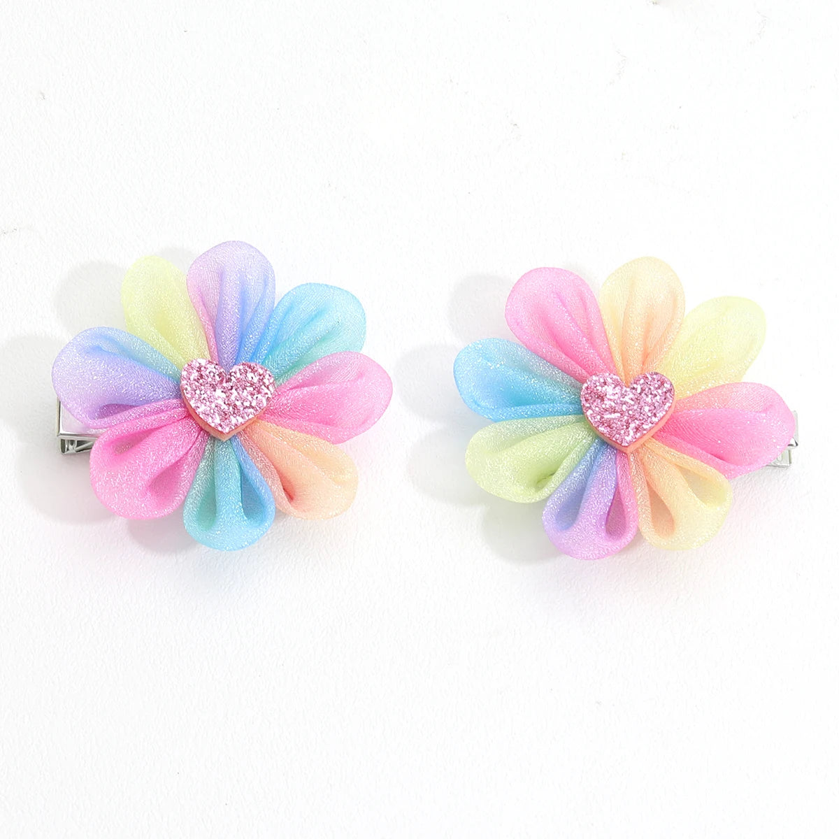 Lot de 2 barrettes fleurs et couleurs enfant pétillantes